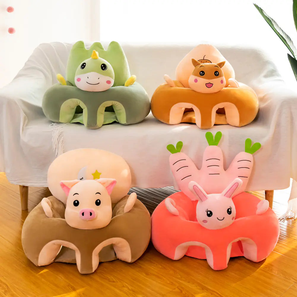 Plush Animal Baby Learning Seat – Doll Plush Infant Floor Chair with Back Support | Sit Me Up Sofa for Babies 3+ Months, Toddler Plush Animal Chair