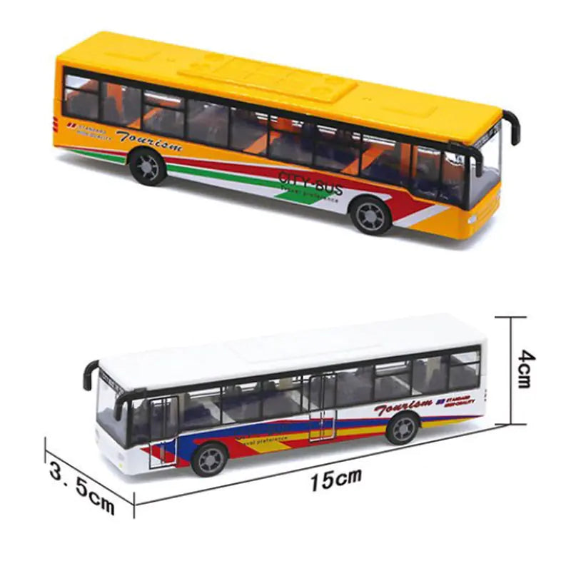 Mini Alloy Bus Model Toy for Kids 3+ – Pull Back School Bus with Moving Wheels, Durable Metal Car Toy Gift