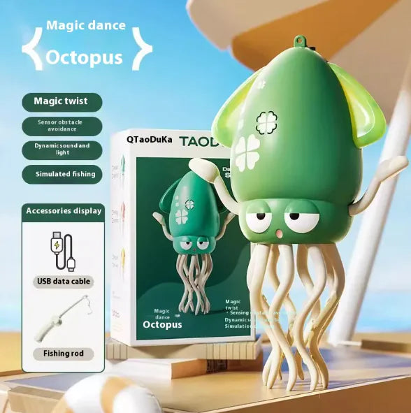 Interactive Dancing Octopus Toy – Obstacle Avoidance, Crawling & Musical Baby Toy, Rechargeable Tummy Time Squid for Kids Ages 3–6