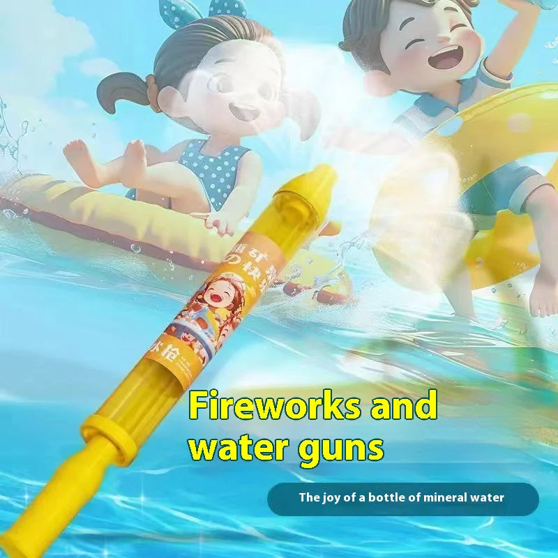 Firework Water Spray Gun – Pull-Out Water Guns in Fireworks Style, Fun Water Spray Toys for Parties, Concerts, Water Festivals, Pool Parties, and Family Gatherings (Blue, Pink, Purple, Yellow)