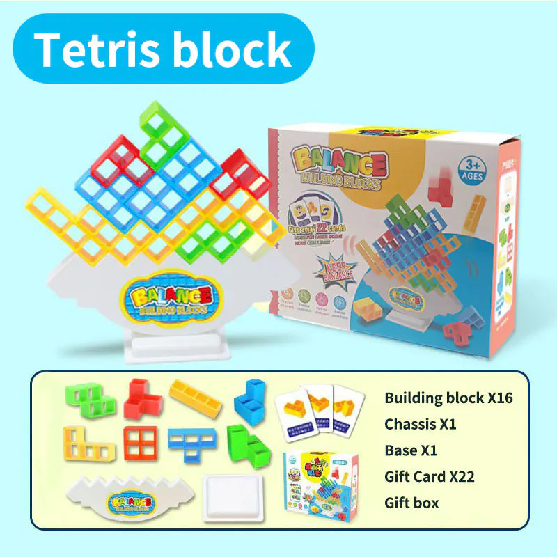 Tetris Stacking Blocks Toy – 16-64 Piece Tower Game for Kids & Family Balance Fun