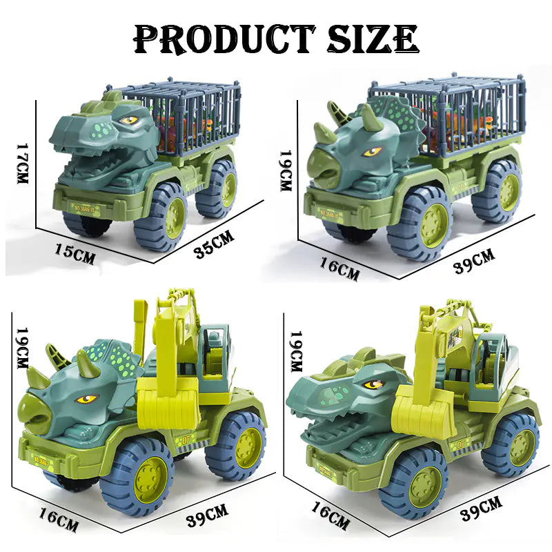 Dinosaur Toy Car Set – Tyrannosaurus Rex & Triceratops Transport Vehicle for Children 3+