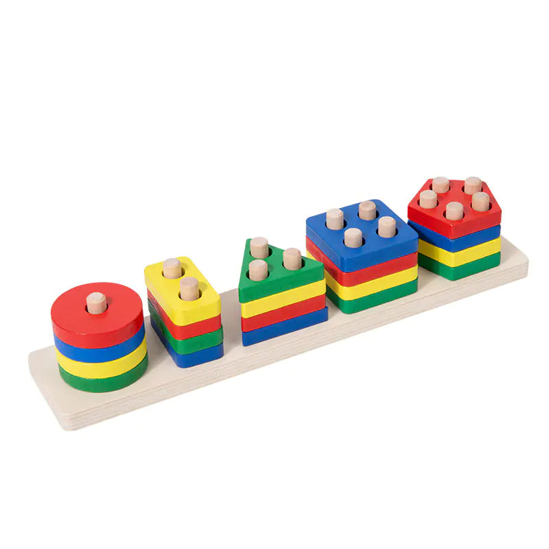 Wooden Shape Sorting & Stacking Blocks – Montessori Early Learning Toy