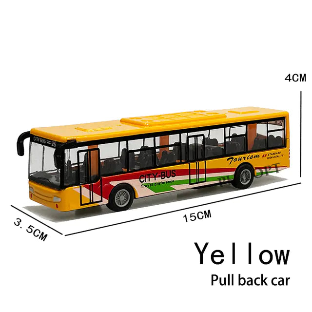 Mini Alloy Bus Model Toy for Kids 3+ – Pull Back School Bus with Moving Wheels, Durable Metal Car Toy Gift