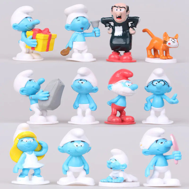 Smurf Figurines Set of 12 – Deluxe Cake Toppers & Party Favor Decorations Featuring Baby Smurf, Smurfette, Brainy Smurf, Gargamel, Azrael & More