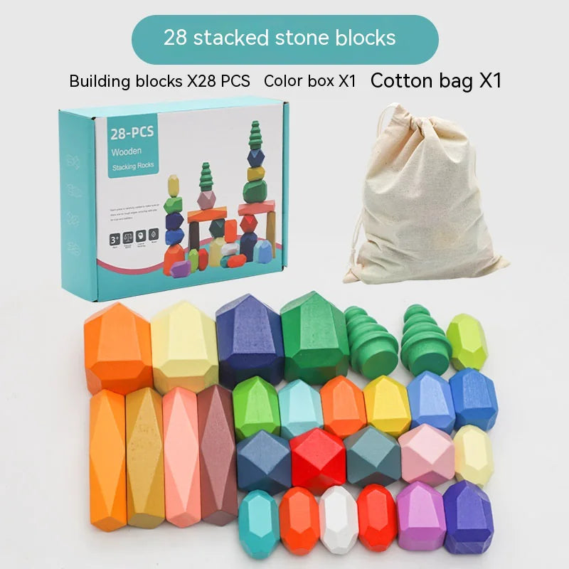 Wooden Balancing Stacking Stones – Colorful Montessori STEM Toy for Kids Ages 3-6 | Educational & Sensory Gift for Boys & Girls