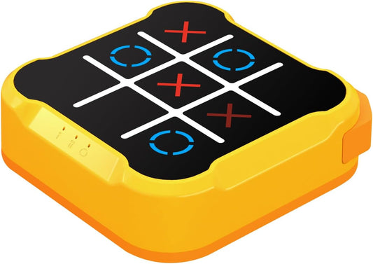 Tic Tac Toe Bolt Game – 3-in-1 Handheld Puzzle Console, Portable Travel Board Game for Kids & Adults, Educational & Memory Development Toy, Perfect Birthday Gift for All Ages (Yellow-Orange)