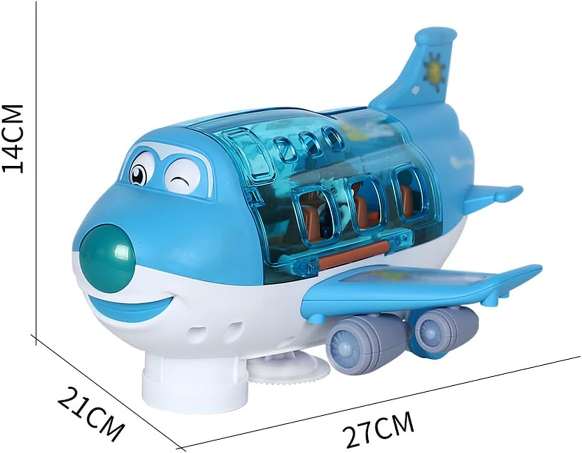 360° Rotating Electric Airplane Toy for Kids with Bump-and-Go Action, LED Flashing Lights, and Sound - Perfect Gift for Boys Aged 3+