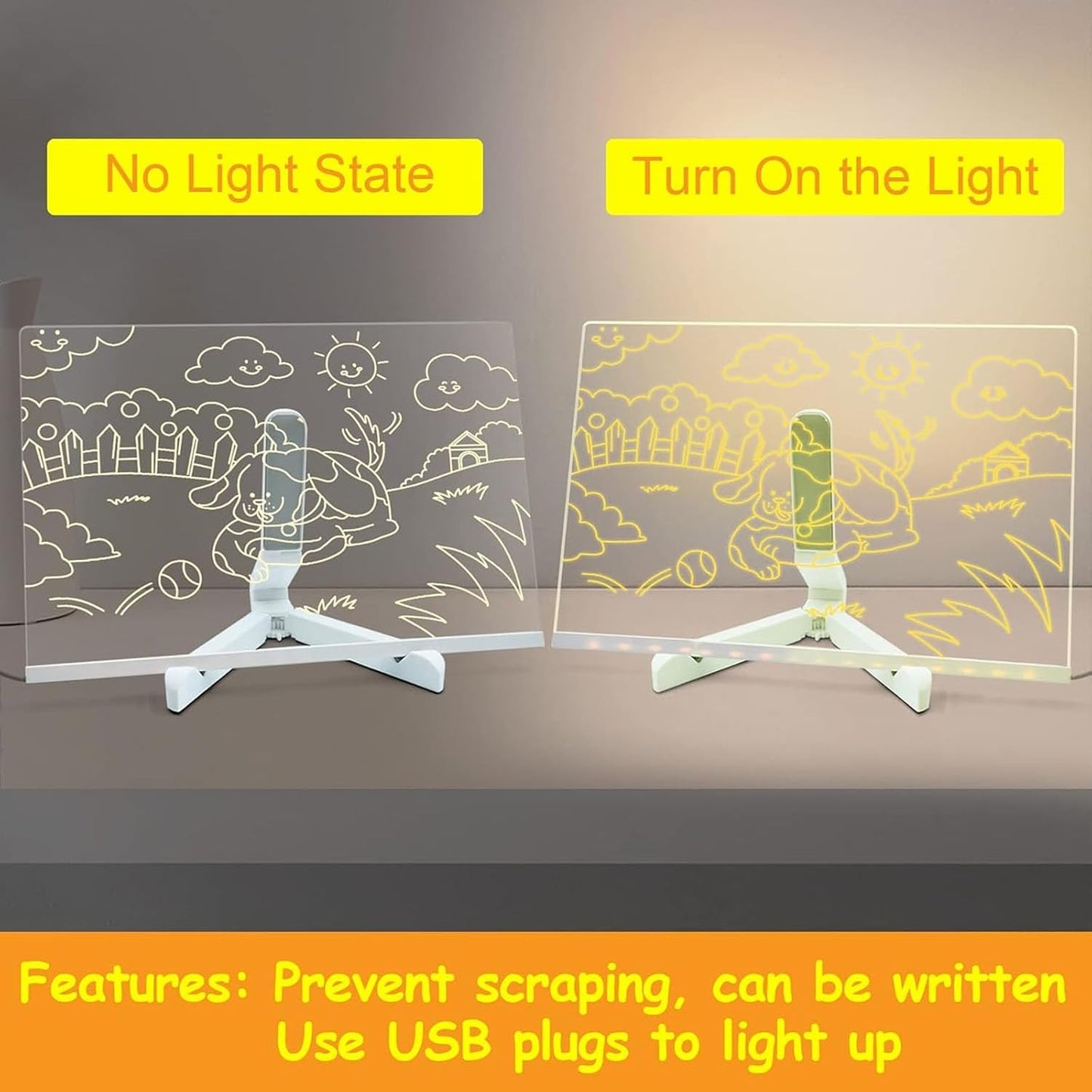 LED Acrylic Dry Erase Board – Light Up Message & Drawing Board for Home, Office & School