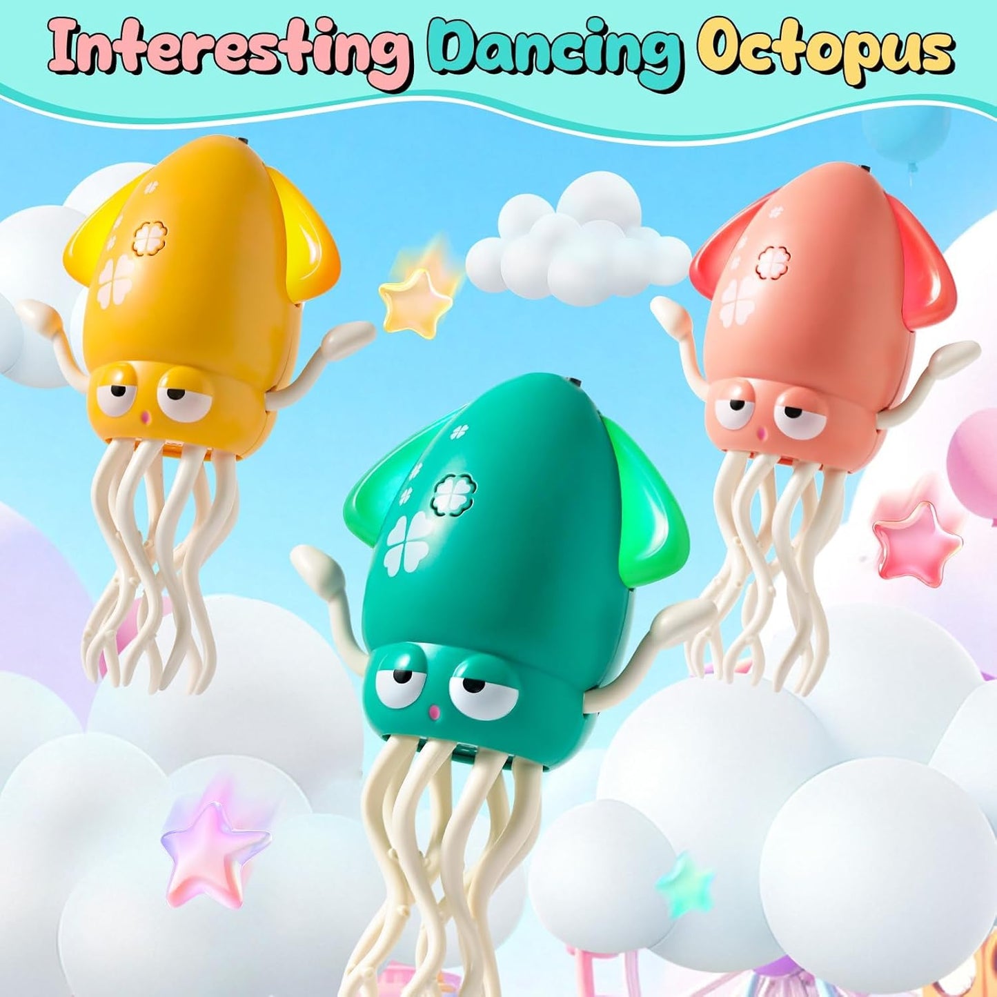 Interactive Dancing Octopus Toy – Obstacle Avoidance, Crawling & Musical Baby Toy, Rechargeable Tummy Time Squid for Kids Ages 3–6