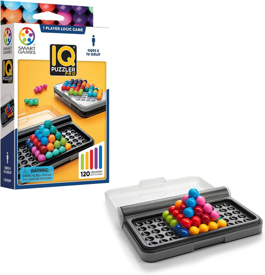 SmartGames IQ Puzzler Pro – Travel Brain Game for Kids & Adults | Cognitive Skill-Building Puzzle, 120 Challenges in Compact Case, Ages 6+