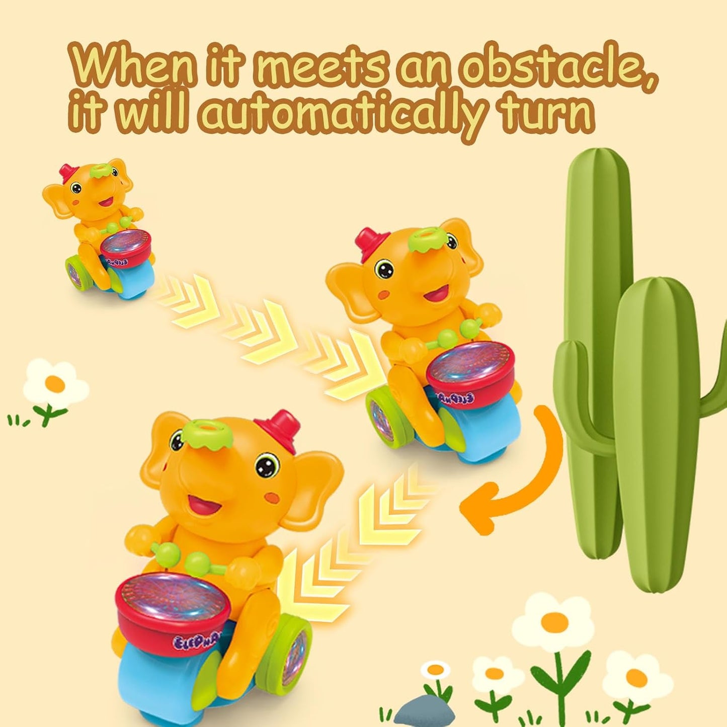 Elephant Musical Toy – Crawling, Lights, Sounds & Ball-Blowing Fun | Sensory Toy & Birthday Gift for Babies 6–12 Months