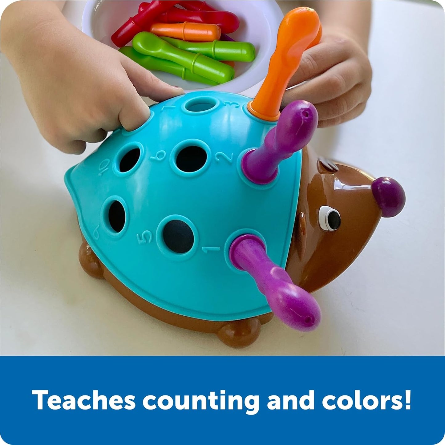 Hedgehog Training Toy: Montessori-Inspired Fine Motor & Hand-Eye Coordination Learning for Toddlers Ages 1-3 – Spike the Fine Motor Hedgehog with 15 Pieces – Early Education & First Words
