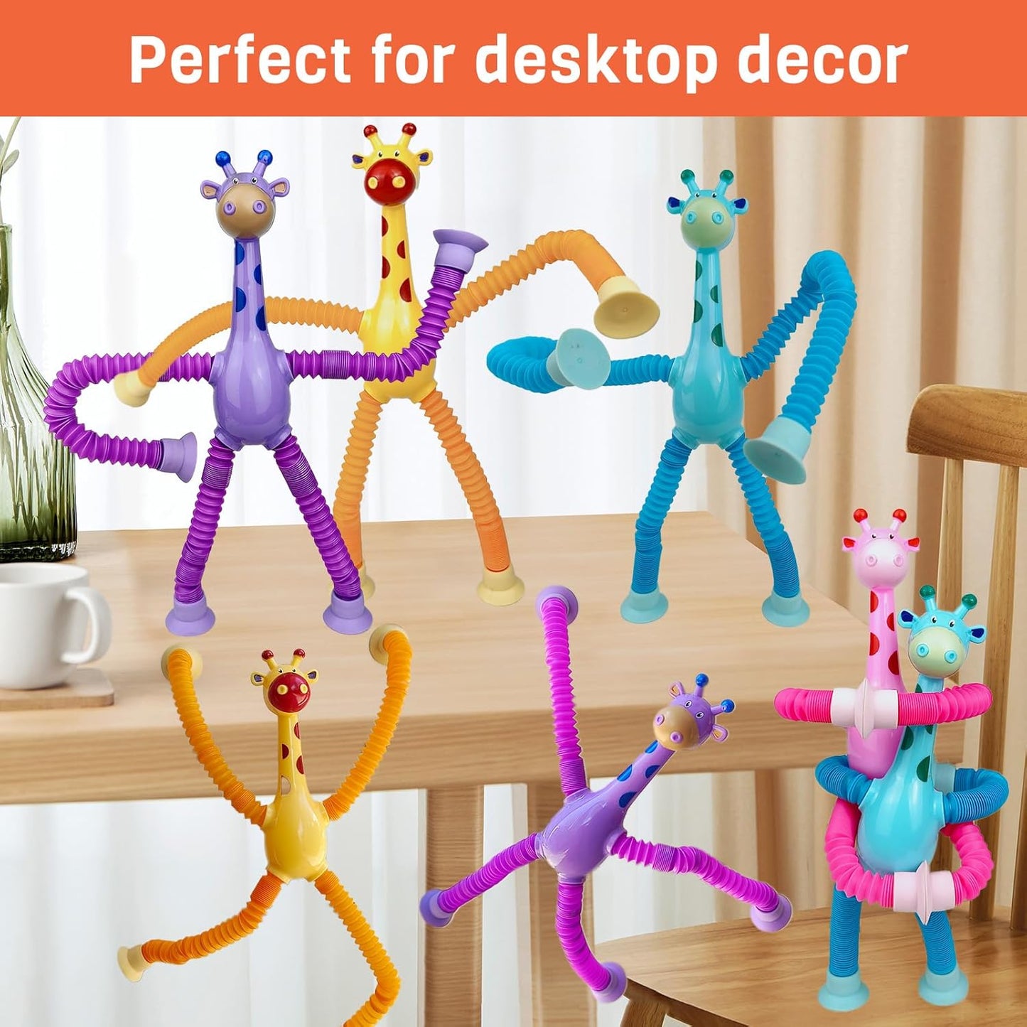 Telescopic Giraffe Suction Cup Pop Tubes – Sensory Fidget & Stress Relief Toy for Kids