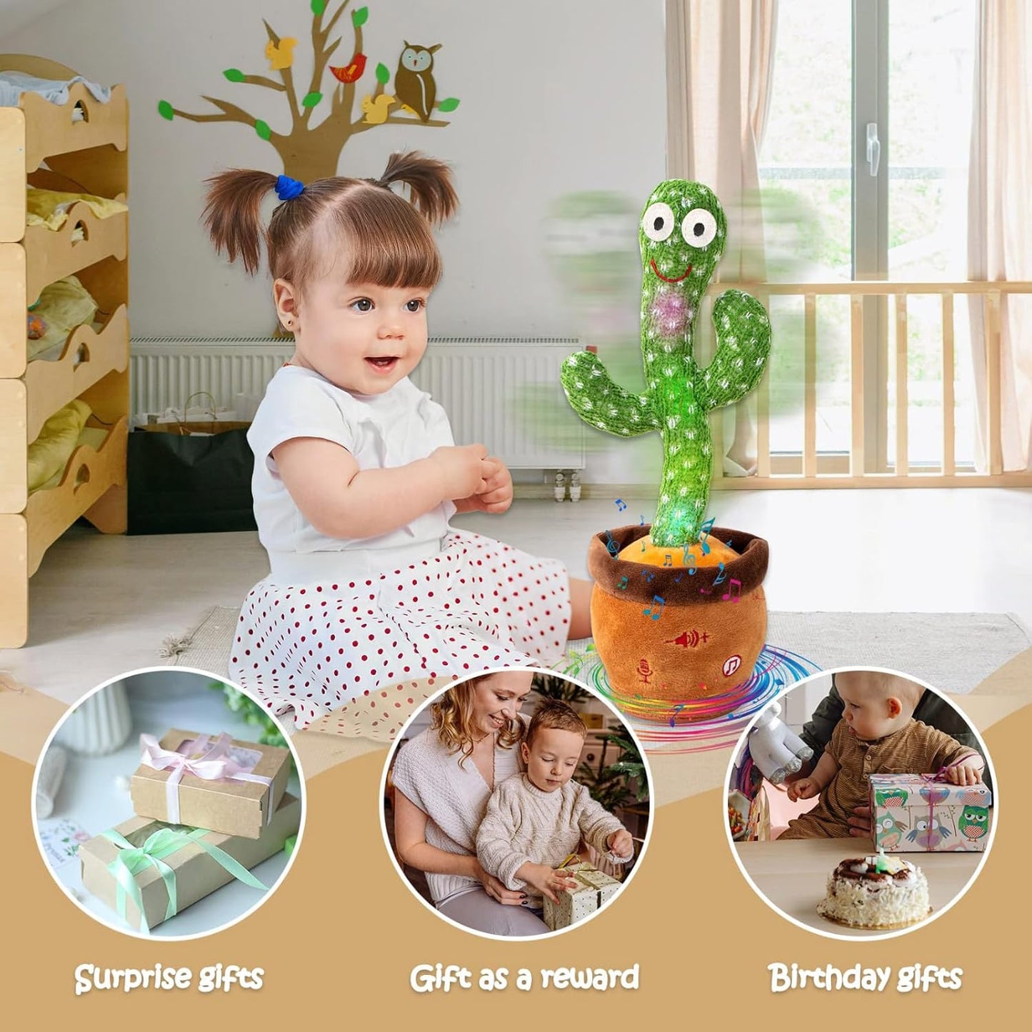 Dancing Cactus Plush Toy – Talking & Singing Fun Gift for Kids and Adults (Single)