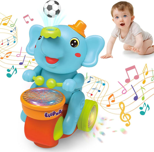Elephant Musical Toy – Crawling, Lights, Sounds & Ball-Blowing Fun | Sensory Toy & Birthday Gift for Babies 6–12 Months