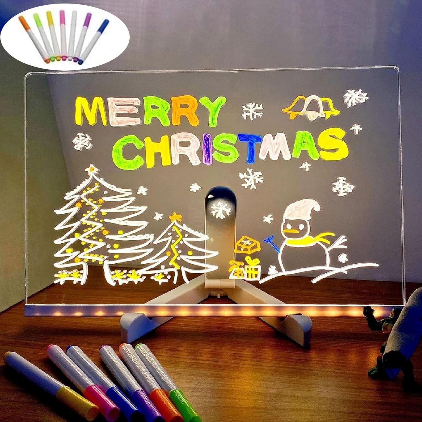 LED Acrylic Dry Erase Board – Light Up Message & Drawing Board for Home, Office & School