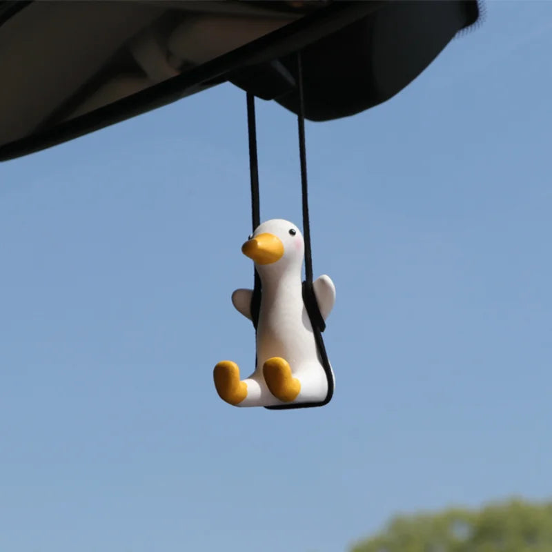 Gypsum Anime Duck Swinging Pendant: Adorable Car Accessory for Rearview Mirror, Including Fragrance Feature