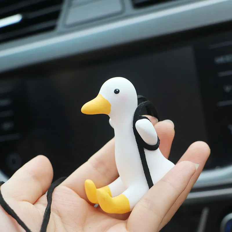 Gypsum Anime Duck Swinging Pendant: Adorable Car Accessory for Rearview Mirror, Including Fragrance Feature