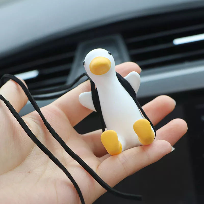 Gypsum Anime Duck Swinging Pendant: Adorable Car Accessory for Rearview Mirror, Including Fragrance Feature