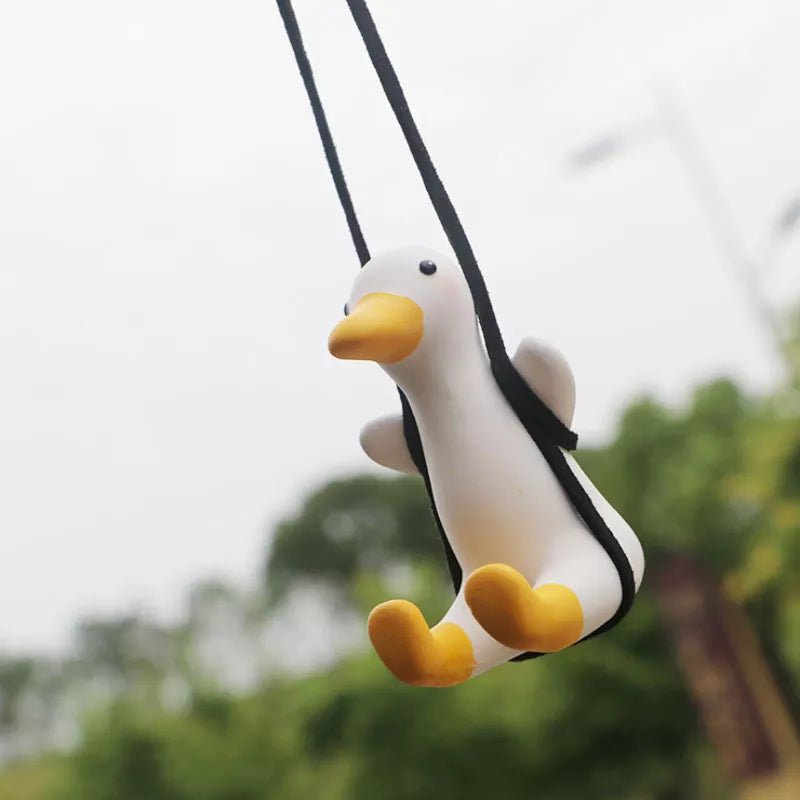 Gypsum Anime Duck Swinging Pendant: Adorable Car Accessory for Rearview Mirror, Including Fragrance Feature