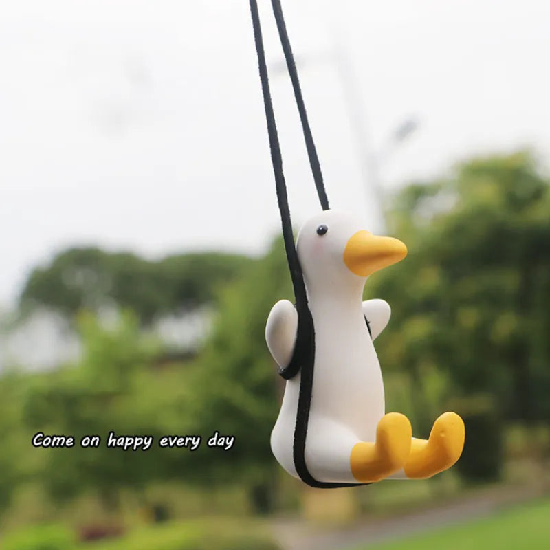 Gypsum Anime Duck Swinging Pendant: Adorable Car Accessory for Rearview Mirror, Including Fragrance Feature