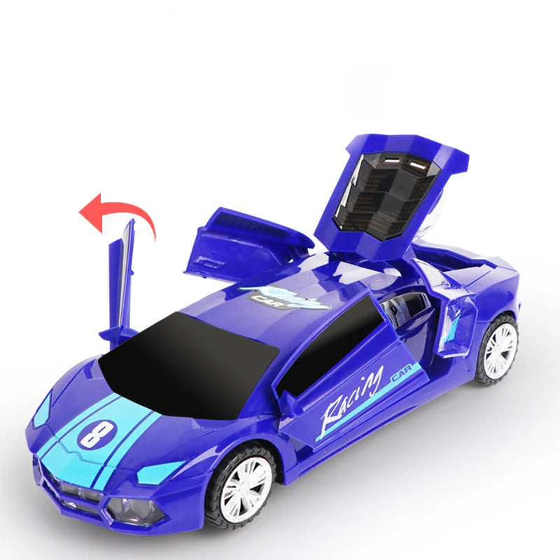 Dynamic Electric Dancing Police Car Toy for Boys Ages 3-5: Spinning Fun with Music, Lights, Siren, and Automatic Door Opening