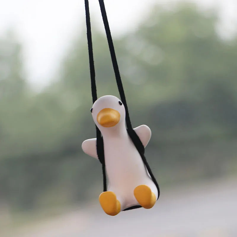 Gypsum Anime Duck Swinging Pendant: Adorable Car Accessory for Rearview Mirror, Including Fragrance Feature