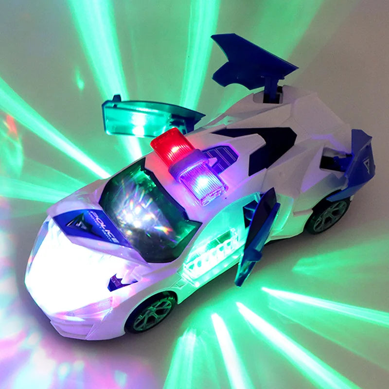 Dynamic Electric Dancing Police Car Toy for Boys Ages 3-5: Spinning Fun with Music, Lights, Siren, and Automatic Door Opening