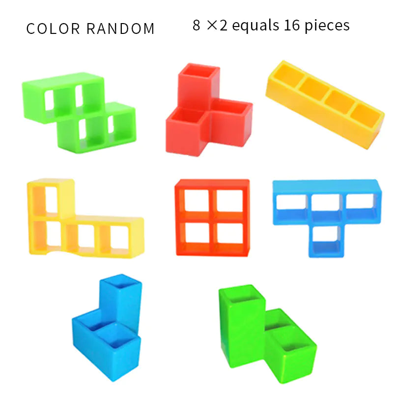 Tetris Stacking Blocks Toy – 16-64 Piece Tower Game for Kids & Family Balance Fun