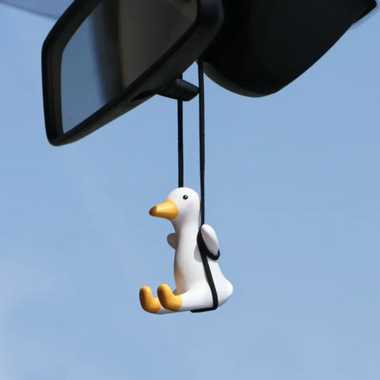 Gypsum Anime Duck Swinging Pendant: Adorable Car Accessory for Rearview Mirror, Including Fragrance Feature