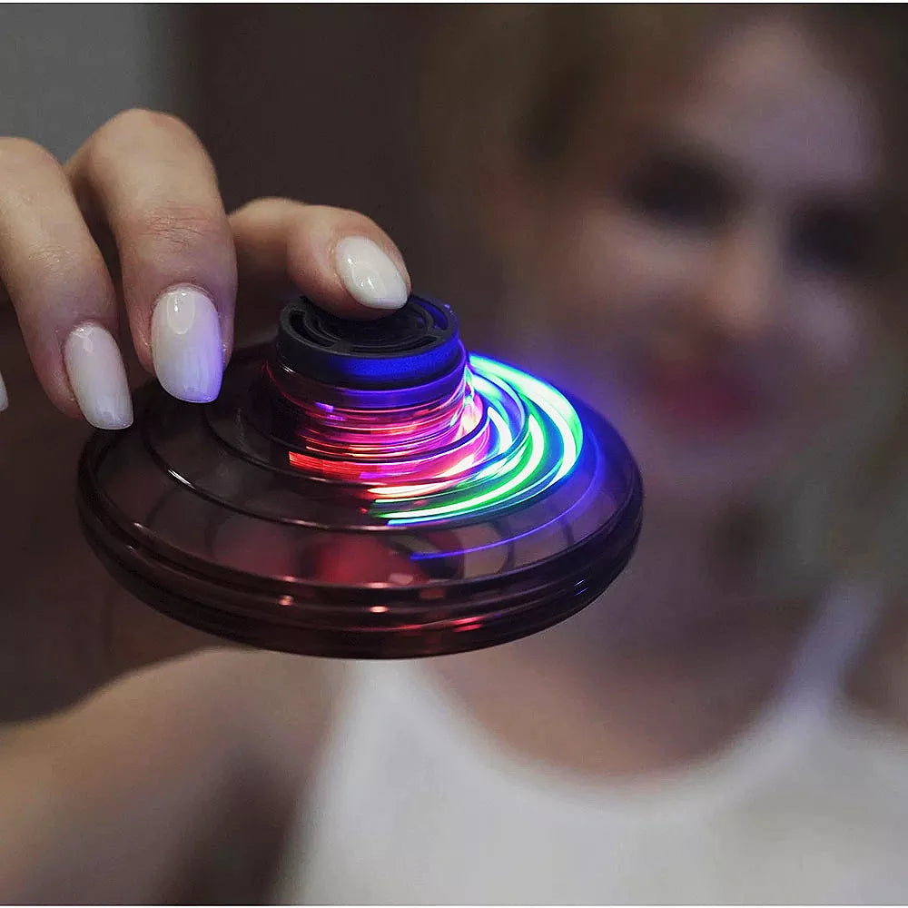 Magic Mini UFO Drone Flyorb: Illuminated Flying Spinner Boomerang and Hovering Fidget Toy