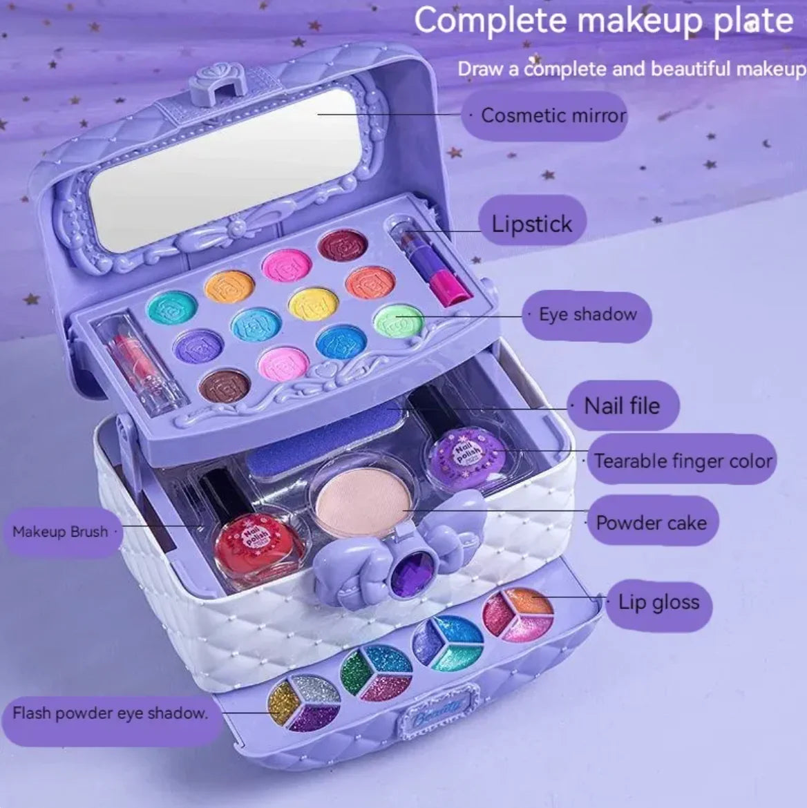 Princess Makeup Kit for Girls – Kids Makeup Set Girls, Make Up Starter Kit Children, Princess Pretend Play Toys, Little Girl Makeup Set for Ages 4–12