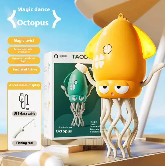 Interactive Dancing Octopus Toy – Obstacle Avoidance, Crawling & Musical Baby Toy, Rechargeable Tummy Time Squid for Kids Ages 3–6