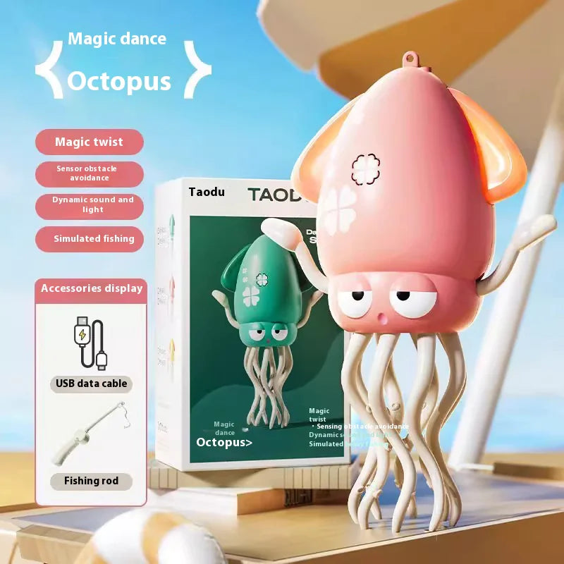 Interactive Dancing Octopus Toy – Obstacle Avoidance, Crawling & Musical Baby Toy, Rechargeable Tummy Time Squid for Kids Ages 3–6