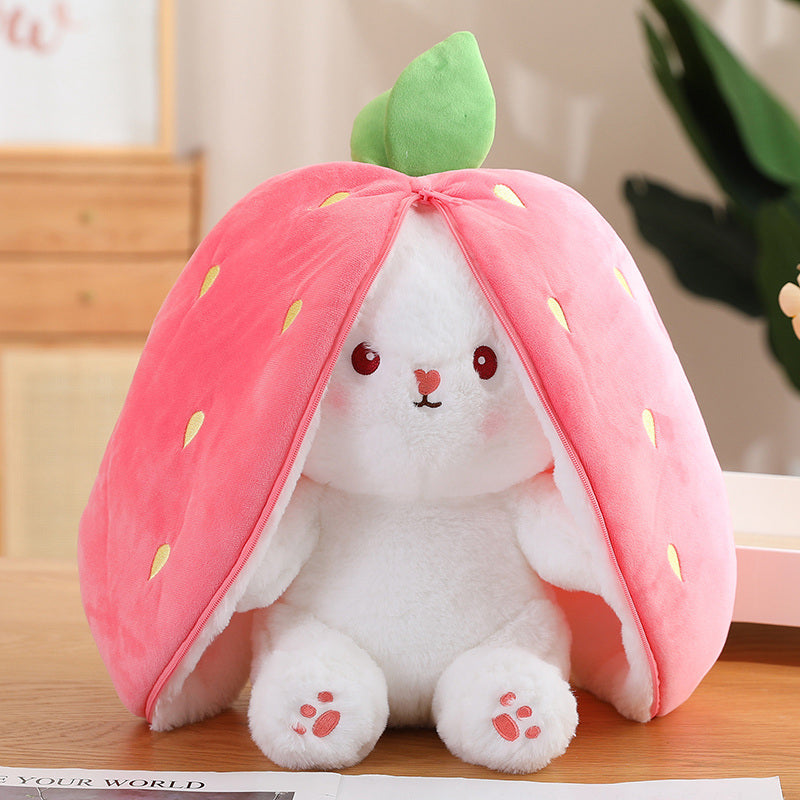 Magic Metamorphosis: 18/25 cm Rabbit Plush Toy Transforms into Strawberry and Carrot Hideout