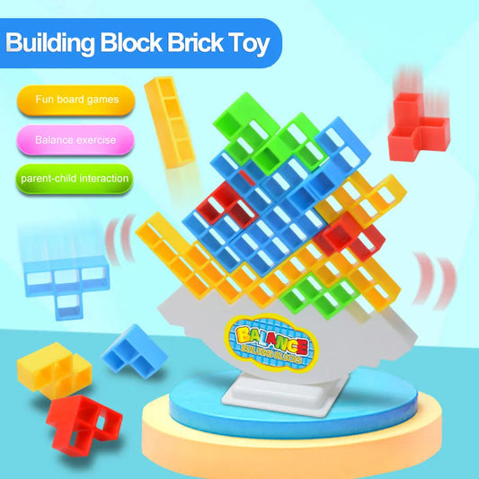 16-64 Block Building Toy: Stacking Tetra Tower Game for Balance and Fun