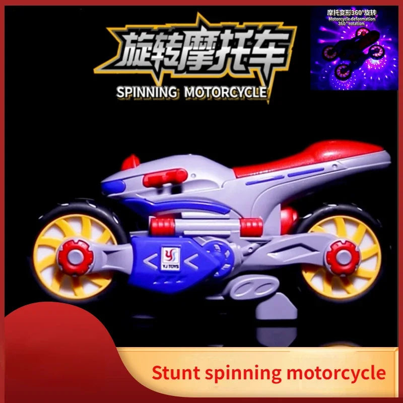 Electric Rotating Motorcycle Deformation Car: Stunt Performance with Lights and Music – Children's Toy