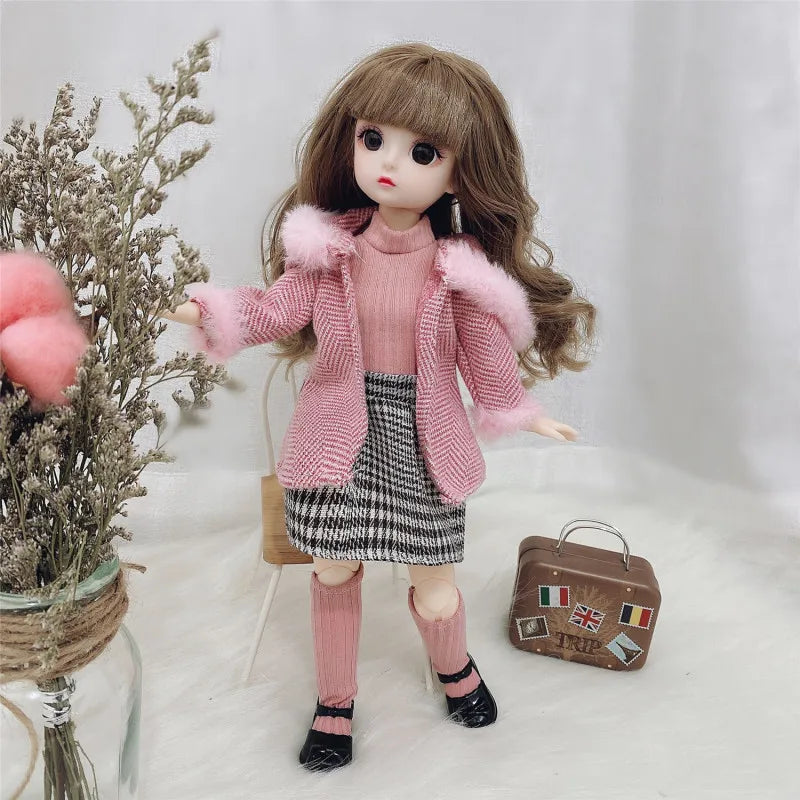 30cm BJD Doll with 12 Moveable Joints, 3D Brown Eyes, Clothes, and Shoes - Perfect Gift for Girls