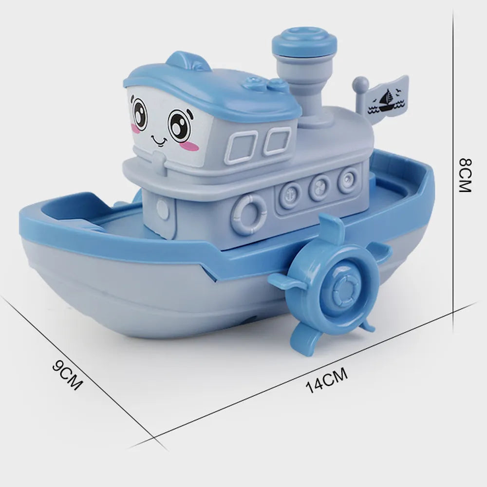 Cute Cartoon Ship Boat Clockwork Toy: Kids' Water Fun with Wind-Up Swimming Bath Toy