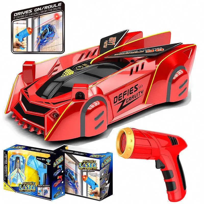 Laser Tracking Wall Climbing RC Car: Anti-Gravity Stunts, 360-Degree Rolling, Remote-Controlled Fun!