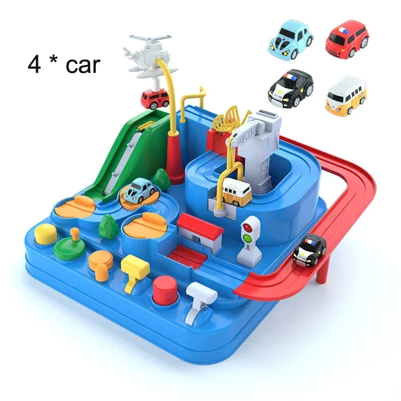 Interactive Racing Rail Car Model: Brain-Challenging Educational Toy for Kids, Track Adventure Game for Boys