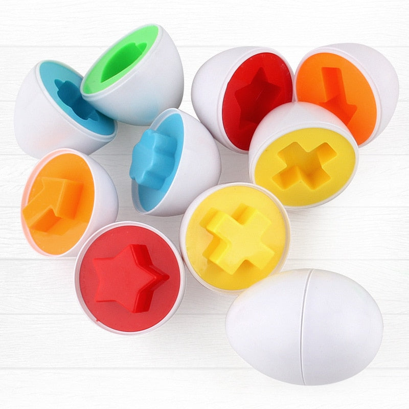 Eggcellent Learning Adventure: 12 Matching Eggs Montessori Sensory Baby Toy Set for Easter Fun and Educational Exploration of Colors, Shapes, and Sorting!