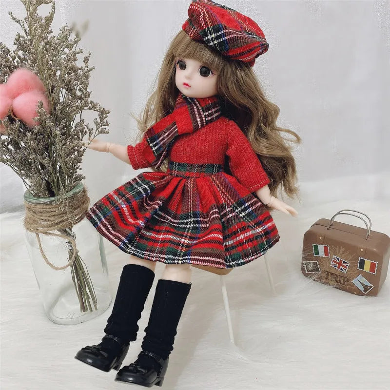 30cm BJD Doll with 12 Moveable Joints, 3D Brown Eyes, Clothes, and Shoes - Perfect Gift for Girls