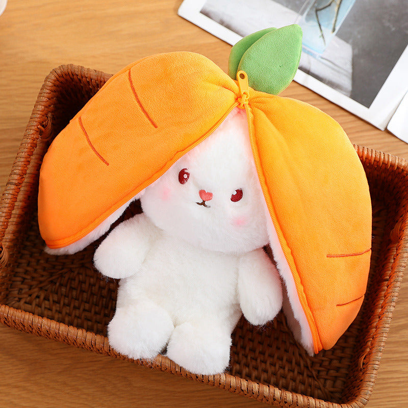 Magic Metamorphosis: 18/25 cm Rabbit Plush Toy Transforms into Strawberry and Carrot Hideout