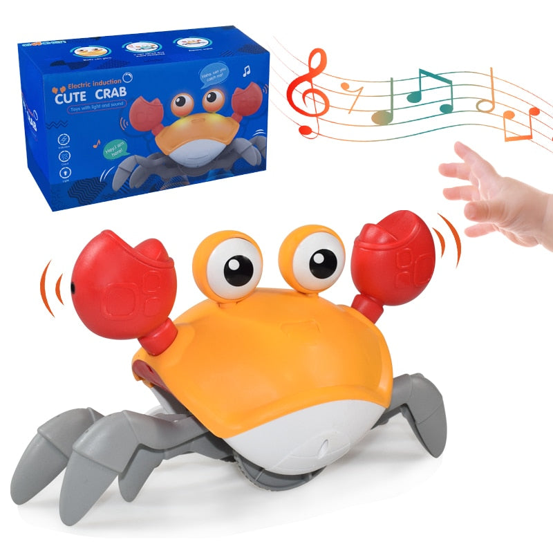 Crawling Crab Baby Toy: Interactive Fun with Lights, Music, and Obstacle Avoidance Sensors for Toddlers