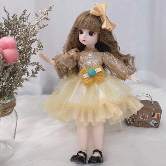 30cm BJD Doll with 12 Moveable Joints, 3D Brown Eyes, Clothes, and Shoes - Perfect Gift for Girls