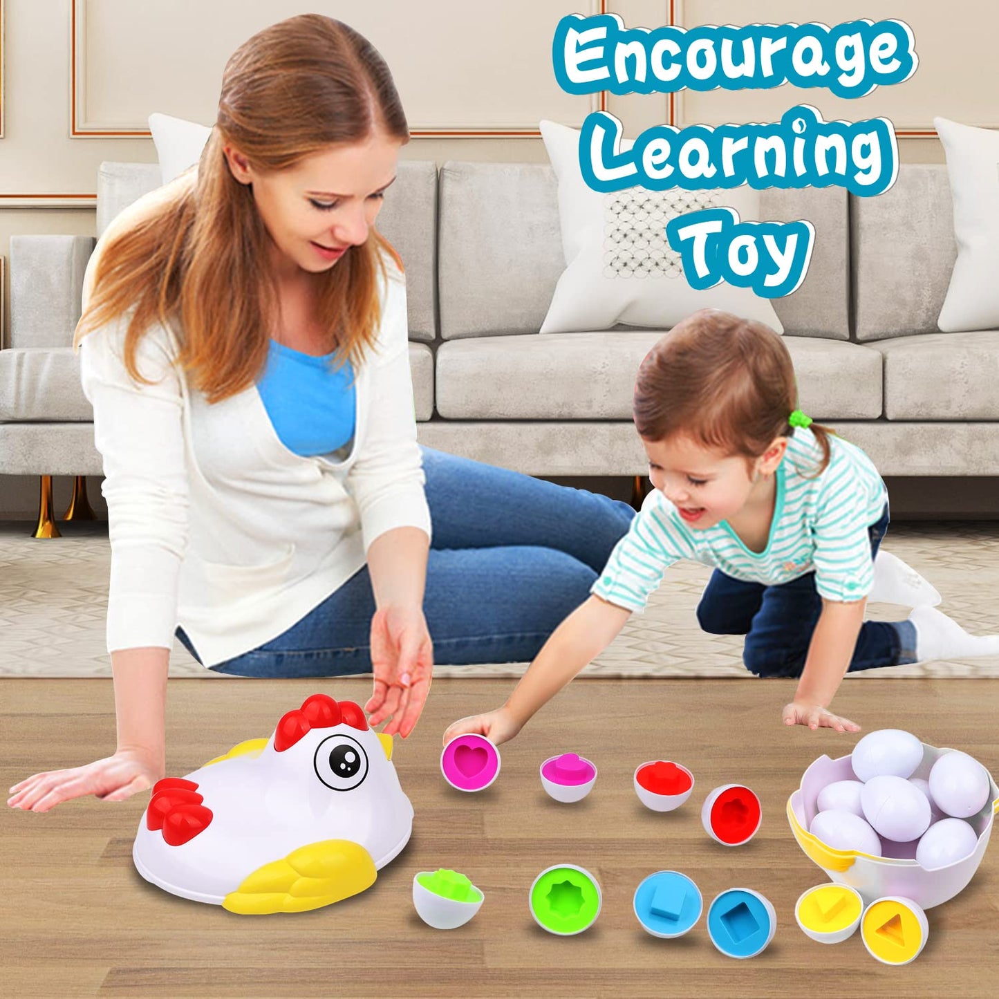 Eggcellent Learning Adventure: 12 Matching Eggs Montessori Sensory Baby Toy Set for Easter Fun and Educational Exploration of Colors, Shapes, and Sorting!