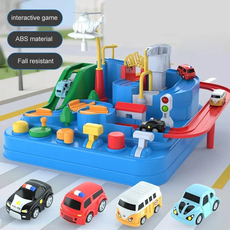 Interactive Racing Rail Car Model: Brain-Challenging Educational Toy for Kids, Track Adventure Game for Boys