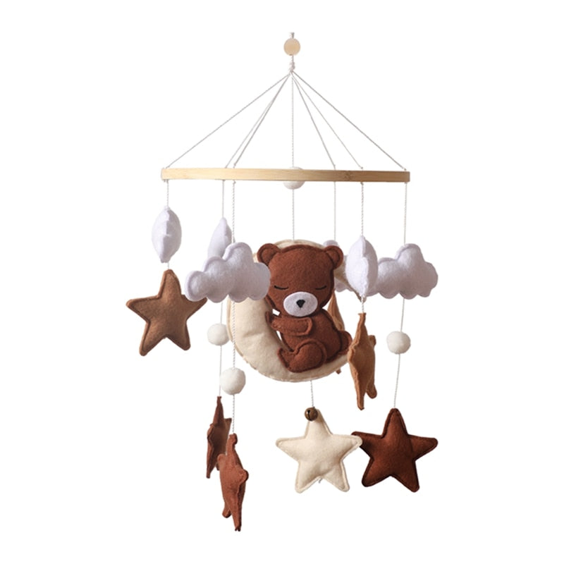 Adorable Cartoon Bear and Celestial Clouds to hang at the Baby's Crib